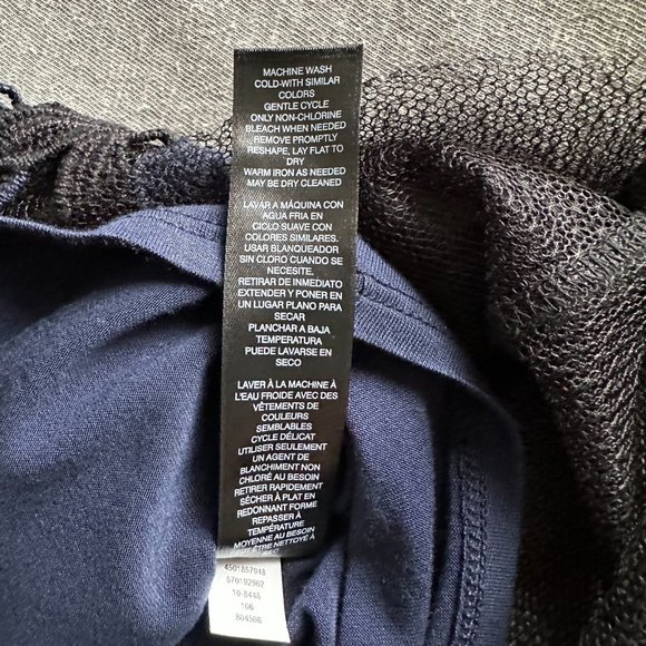 LIKE NEW White House Black Market Black and Navy Floral Sheer Top - Picture 5 of 6